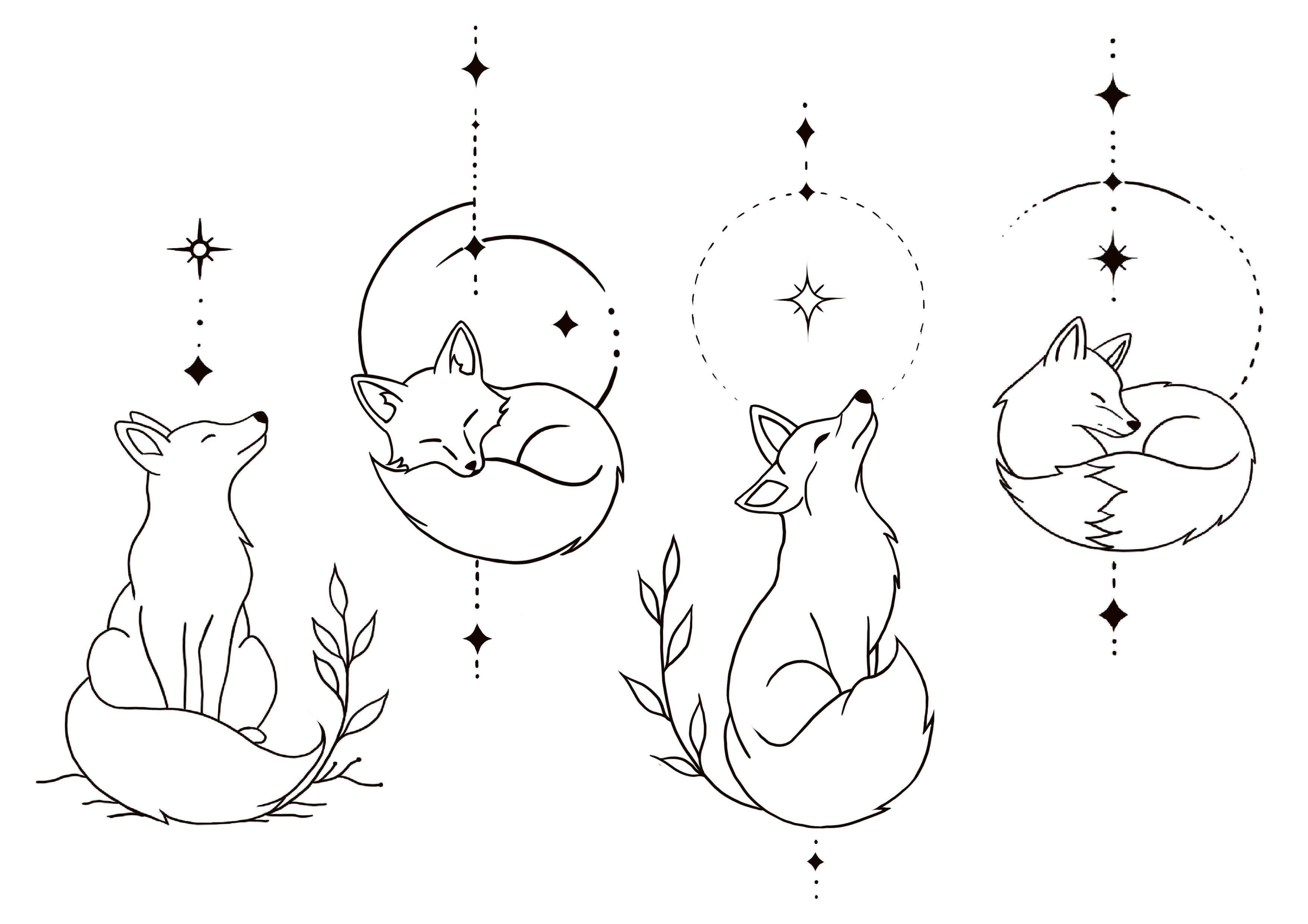 Fox flash tattoo designs