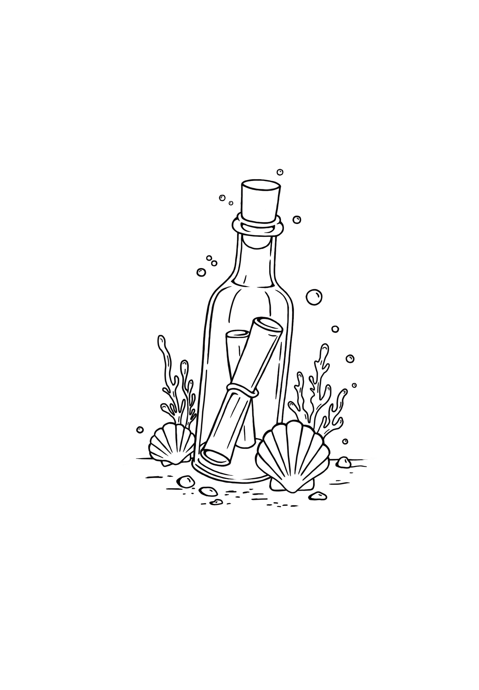 Message in a bottle flash tattoo design