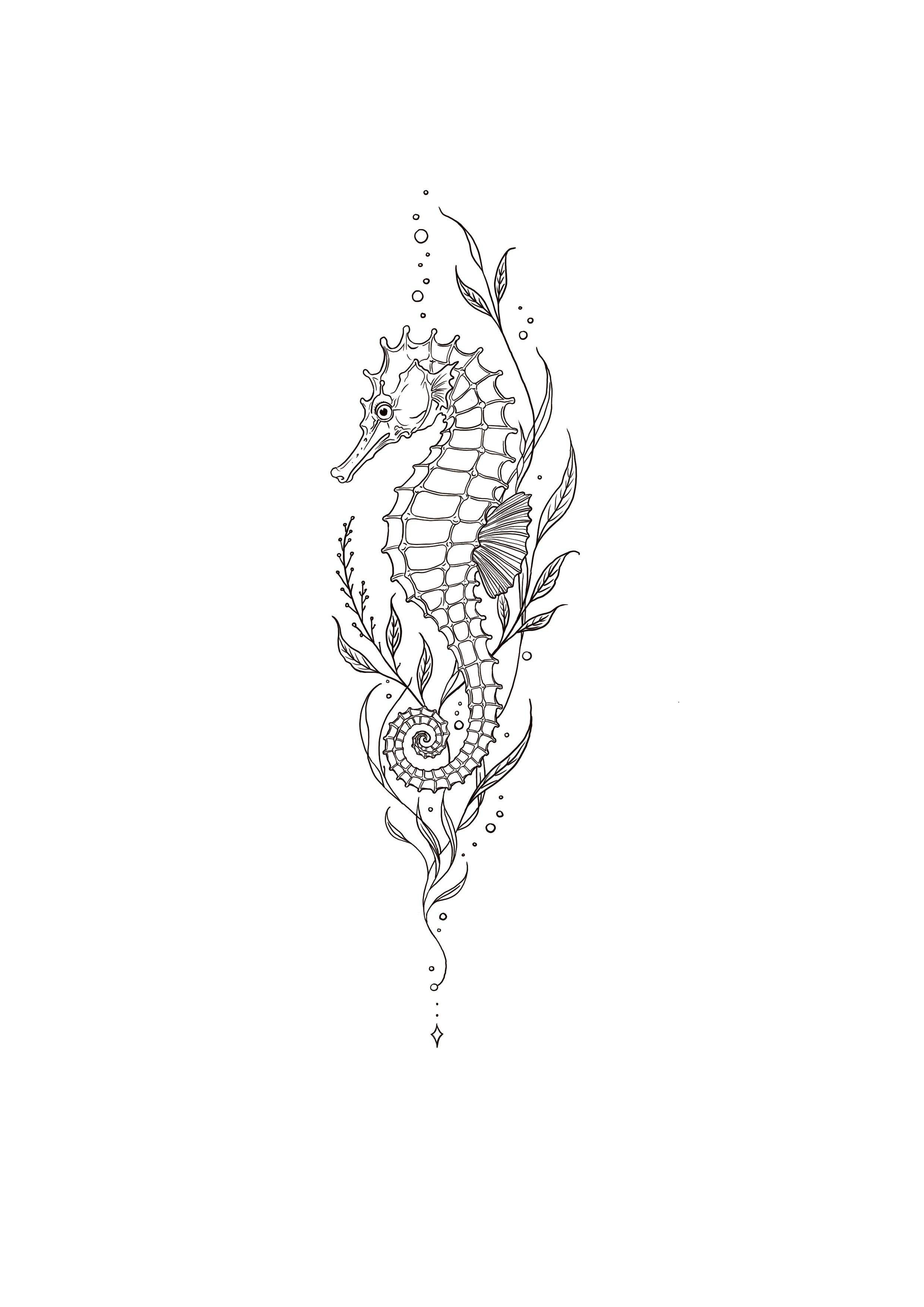 Seahorse flash tattoo design